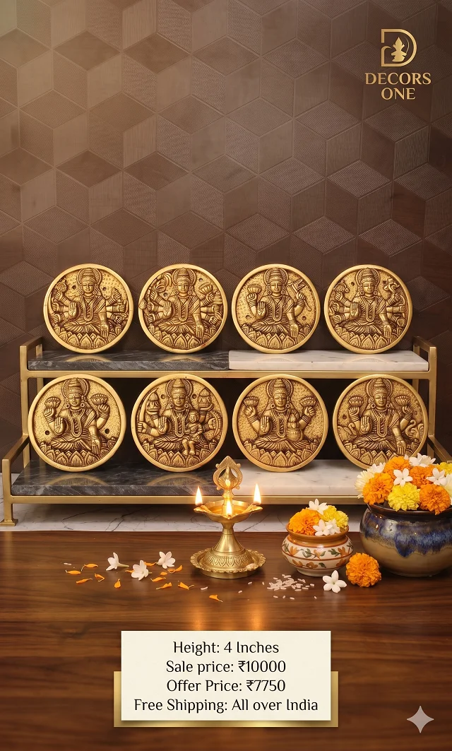 DecorsOne Brass Circular Ashtalshmi Wall Mount 4"