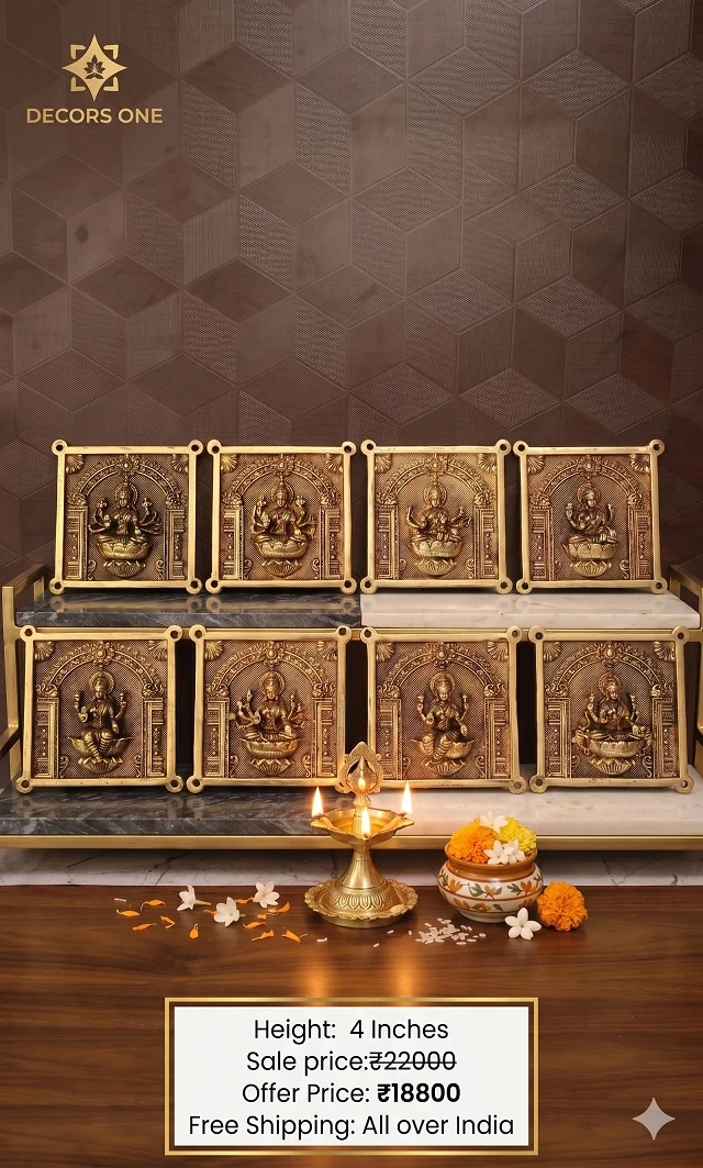 DecorsOne Brass Super Fine Ashtalakshmi Plate Wall Mount 4"