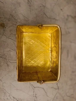 DecorsOne Premium Brass Square Ashtalakshmi Pooja Basket | 8 Forms of Wealth Flower Tokri for Daily Puja & Vastu