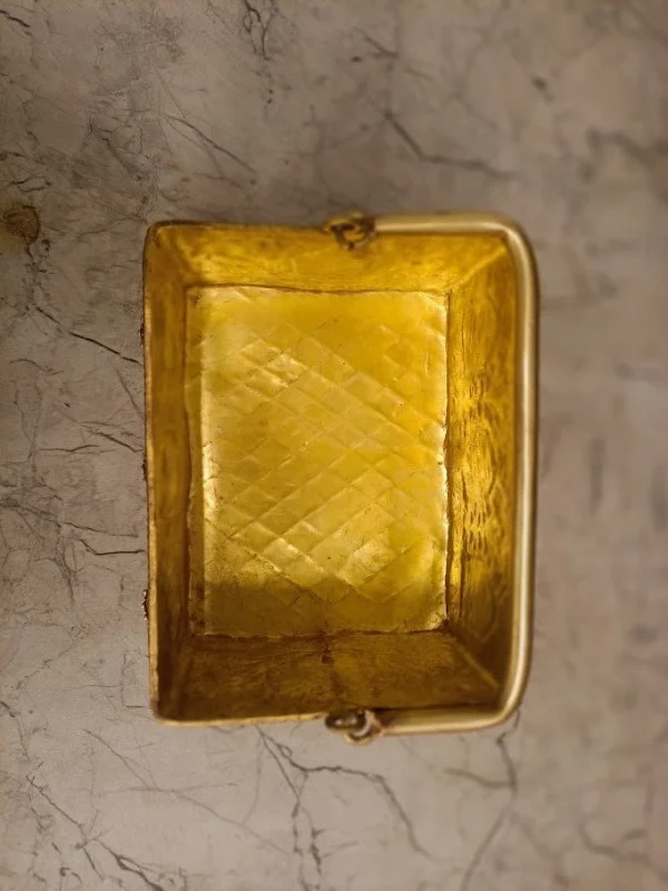 DecorsOne Premium Brass Square Ashtalakshmi Pooja Basket | 8 Forms of Wealth Flower Tokri for Daily Puja & Vastu