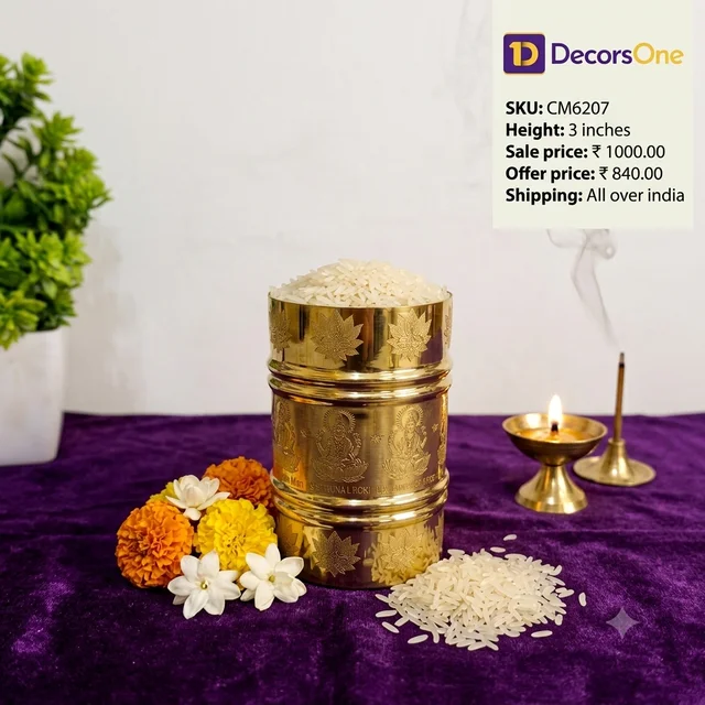DecorsOne Invite wealth and prosperity with the Small Brass Ashtalakshmi Padi