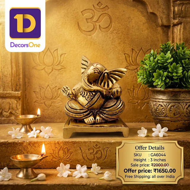 Brass Ganesha Idol 3"