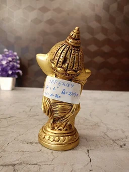 DecorsOne Brass Baby Ganesha Idol / Antique And Handicraft Statue , New Beginnings and Auspiciousness