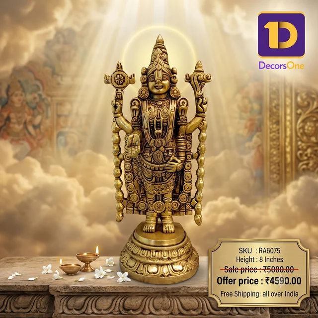 DecorsOne Brass Lord Chain Perumal Idol 8"