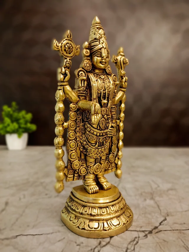 DecorsOne Brass Lord Chain Perumal Idol 8"