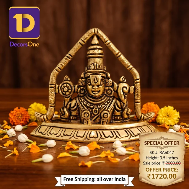 DecorsOne Brass Semi Balaji Idol 3.5"