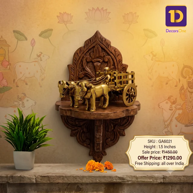 DecorsOne Brass Bullock Cart Idol 1.5'