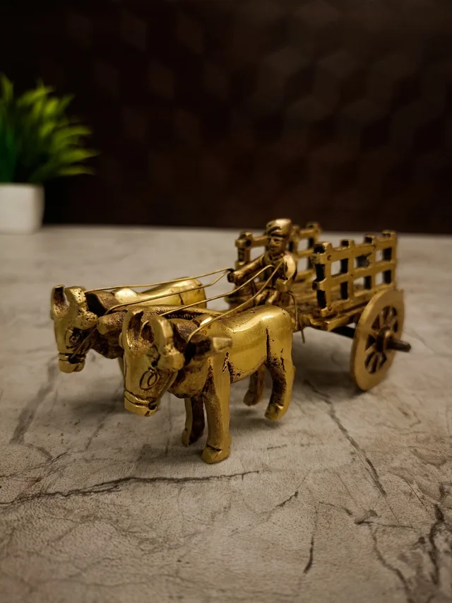 DecorsOne Brass Bullock Cart Idol 1.5'