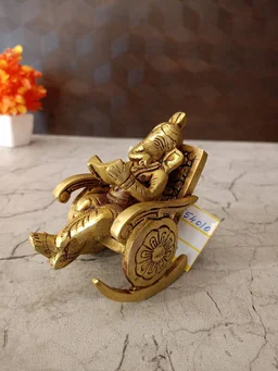 Decorsone Brass Chair Ganesha , reading Ganesha , Relaxation and Contemplation / Antique And Handicraft Idol
