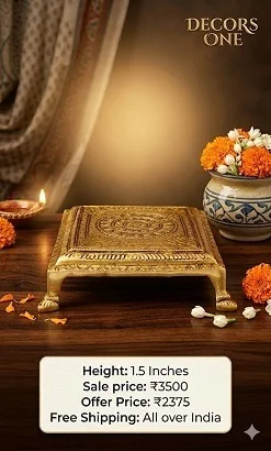DecorsOne Brass Square Chowki 1.5"