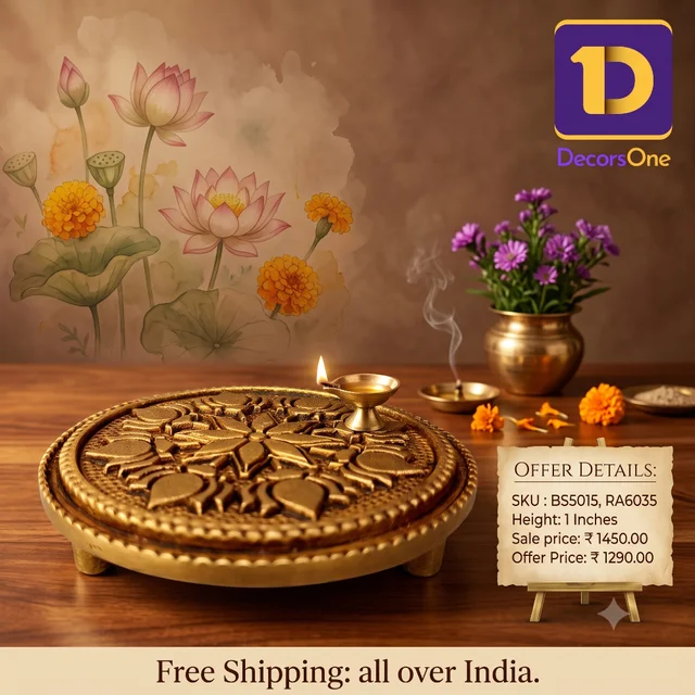 DecorsOne Brass Round Chowki 1''