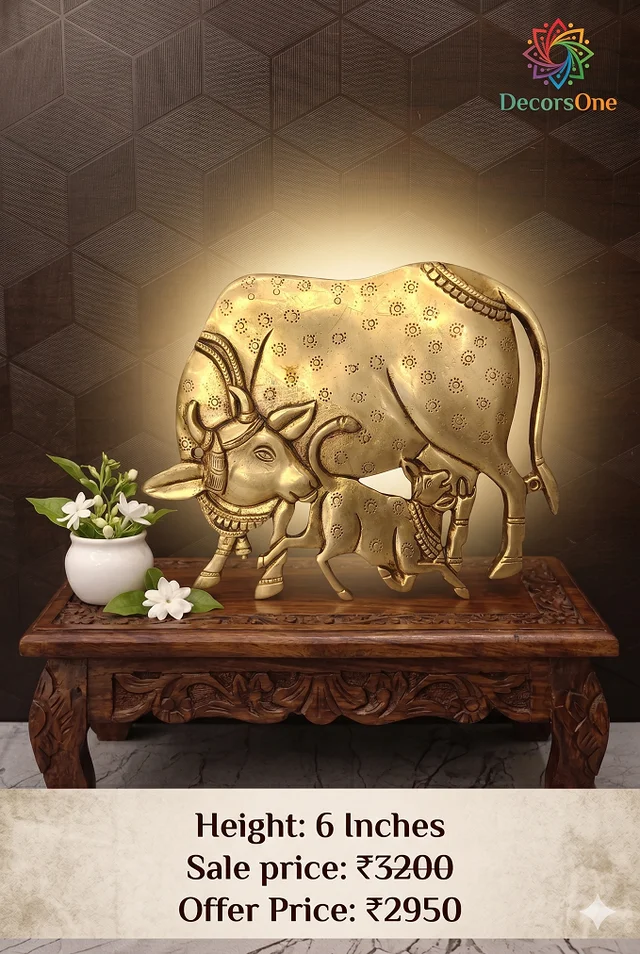 DecorsOne Brass Wall Mount Cow And Calf 6″
