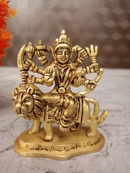 DecorsOne Brass Durgai Sitting On Lion Idol