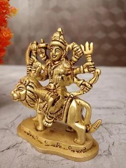 DecorsOne Brass Durgai Sitting On Lion Idol