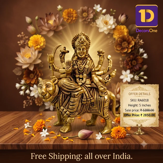 DecorsOne Brass Durgai Amman Idol 5"