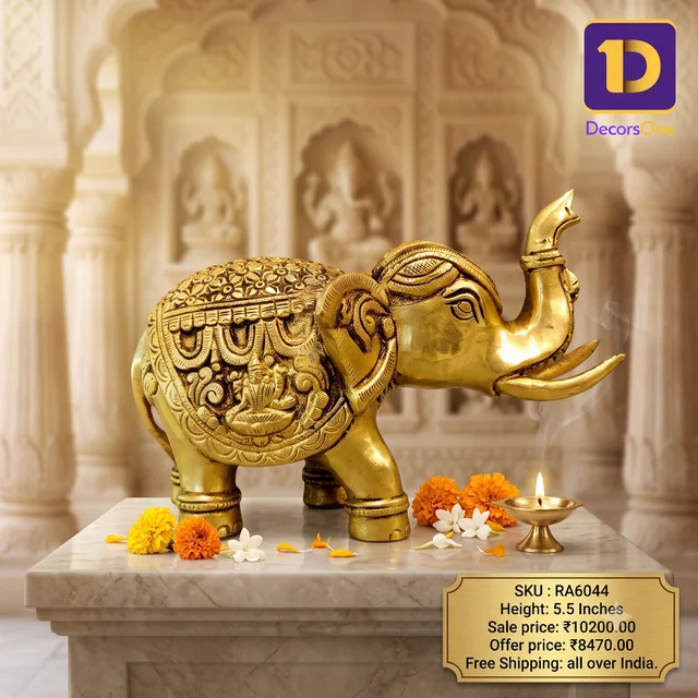 DecorsOne Brass Elephant Idol 5.5"