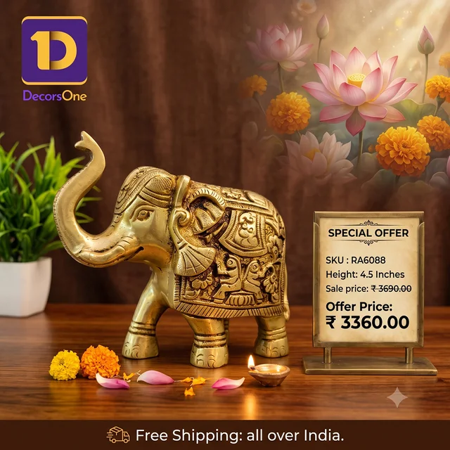 DecorsOne Brass Elephant Idol 4.5"