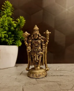 DecorsOne Authentic Fine Art Brass Balaji Statue | Majestic Lord Venkateshwara Idol