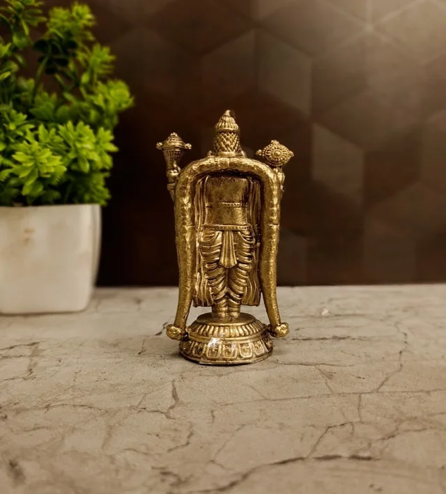 DecorsOne Authentic Fine Art Brass Balaji Statue | Majestic Lord Venkateshwara Idol