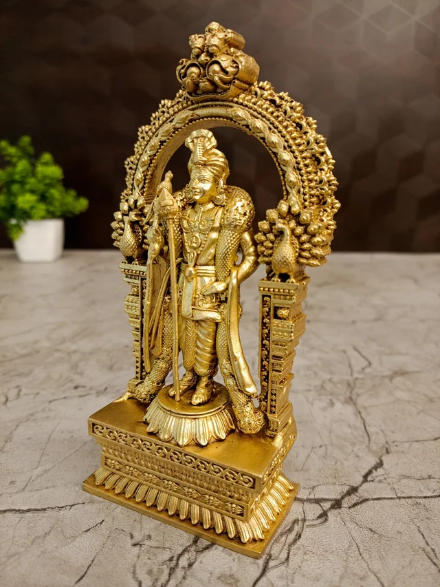DecorsOne Brass Raja Alangara Murugan with Arch 6''