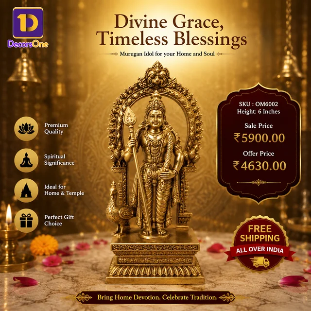 DecorsOne Brass Raja Alangara Murugan with Arch 6''