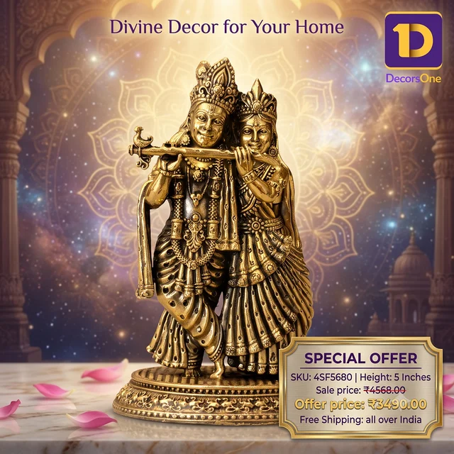 DecorsOne Brass Fine Art Radha Krishna Idol