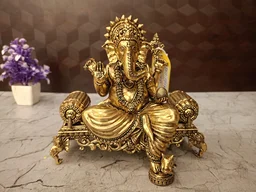 DecorsOne Brass Fine Art Ganesha Sitting On Sofa Idol