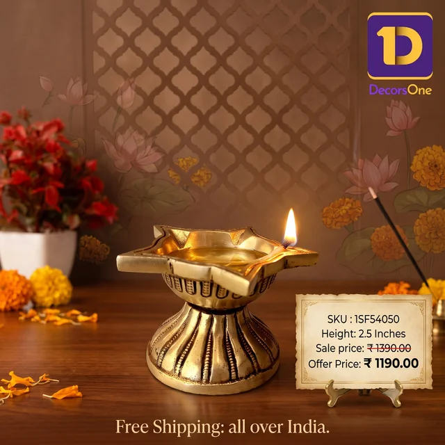 DecorsOne Brass Five Face Diya 2.5″