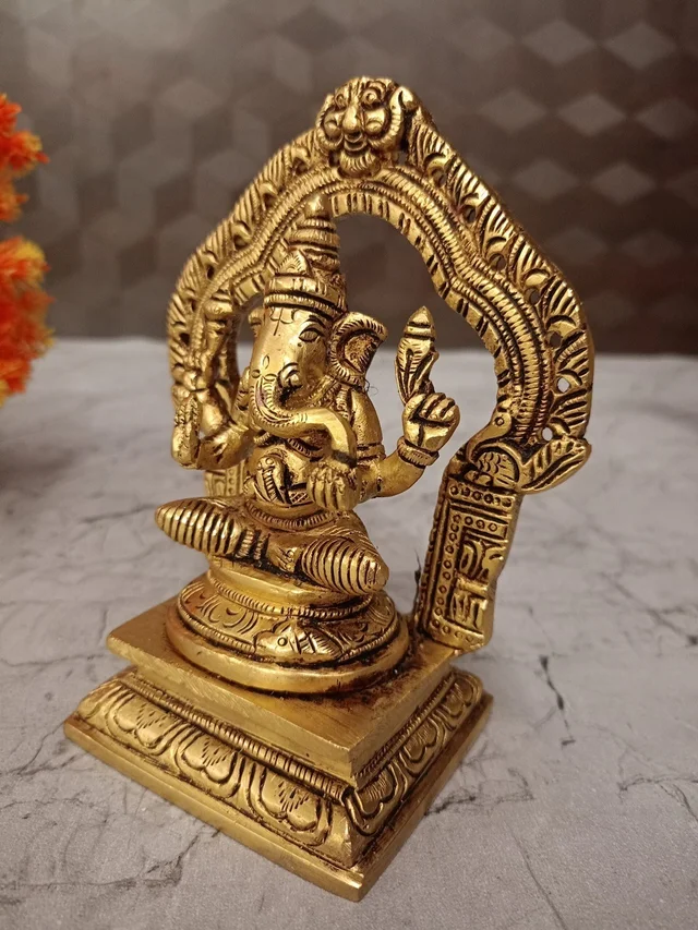 DecorsOne Buy Brass Arch Ganesha Idol Best For Pooja / Antique And Handicraft Statue