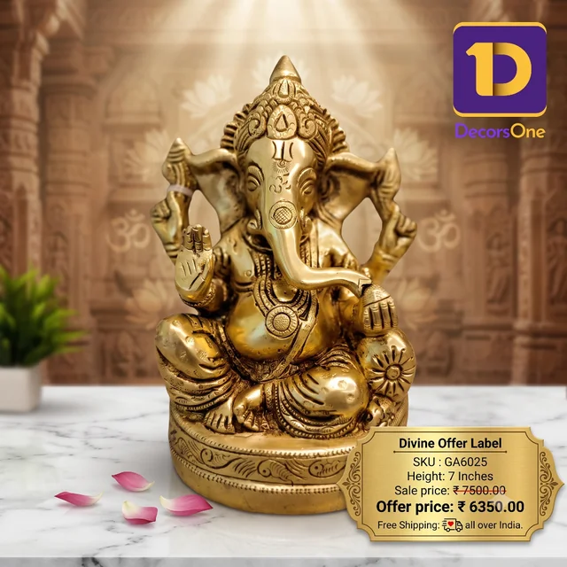 DecorsOne Brass Sofa Ganesha Idol 7"