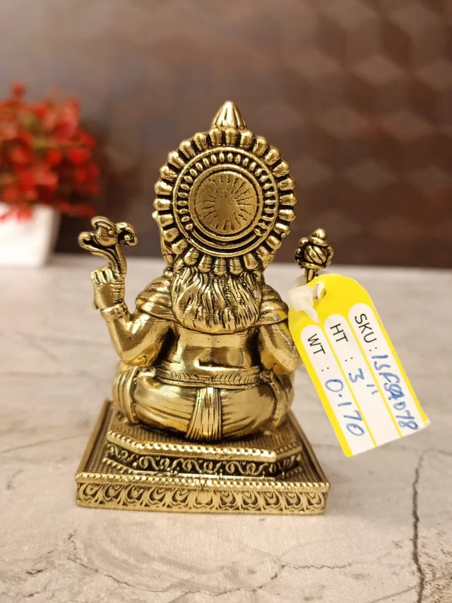 DecorsOne Brass Fine Art Ganesha Sitting On Chowki Stand