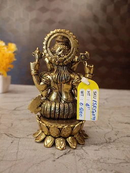 DecorsOne Brass Fine Art Ganesha Idol Sitting On Lotus Base