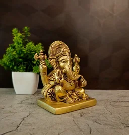 DecorsOne Authentic Brass Rectangle Sofa Ganesha | Zen Reclining Ganapati Idol for Modern Vastu & Luxury Decor