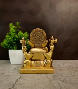 DecorsOne Authentic Brass Rectangle Sofa Ganesha | Zen Reclining Ganapati Idol for Modern Vastu & Luxury Decor