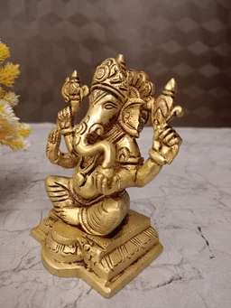 DecorsOne Buy Brass Ganesha Idol Best For Pooja / Handicraft And Antique Finish