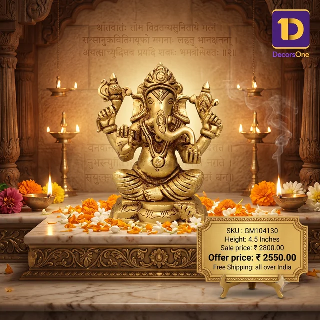 DecorsOne Buy Brass Ganesha Idol Best For Pooja / Handicraft And Antique Finish