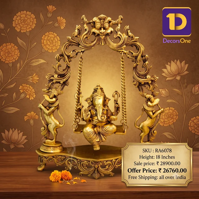 DecorsOne Brass Swing Ganesh 18"