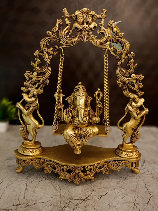 DecorsOne Brass Swing Ganesh 18"