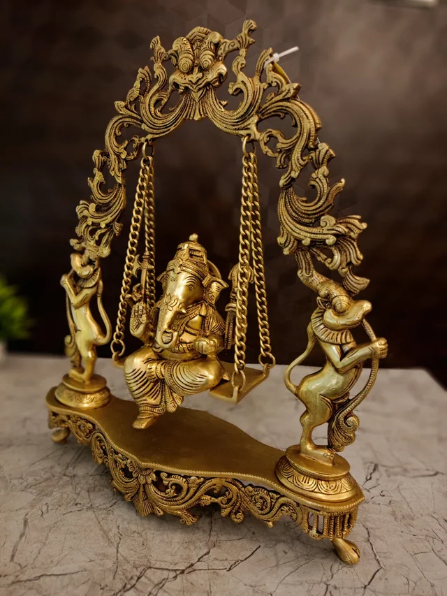 DecorsOne Brass Swing Ganesh 18"
