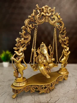 DecorsOne Brass Swing Ganesh 18"