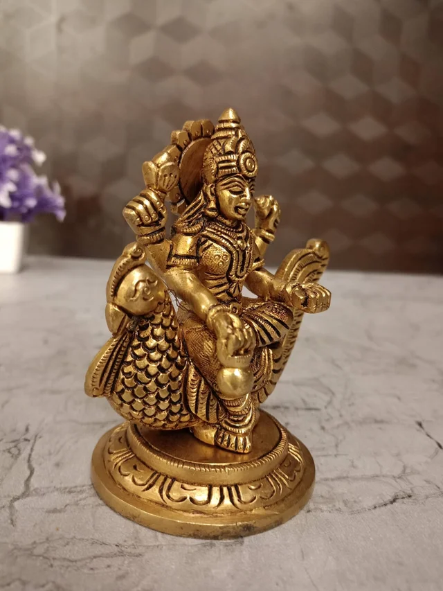 DecorsOne Brass Gayathri Devi Sitting On Annam Idol