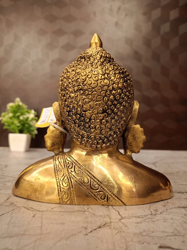 DecorsOne Brass Plain Semi Buddha Idol / Golden Finish