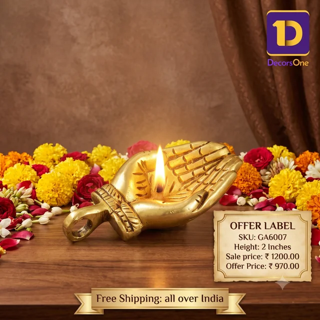 DecorsOne Brass Two Hand Aarathi Deep - 2"