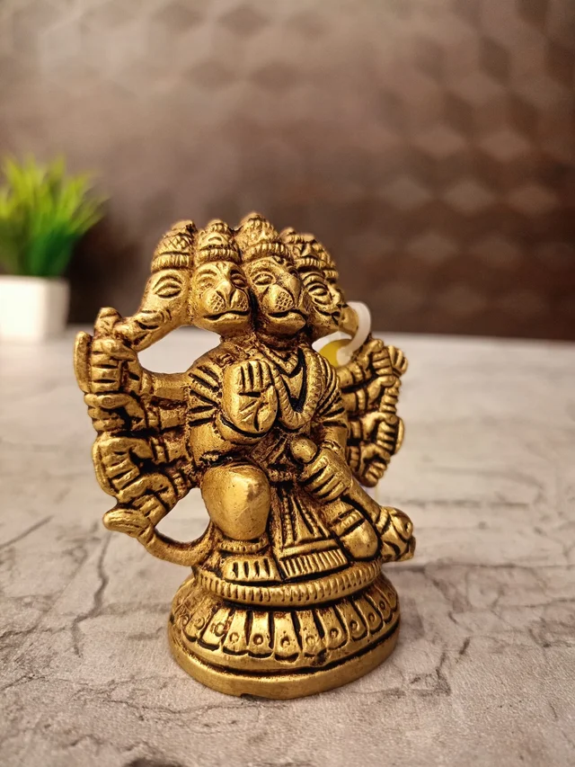 DecorsOne Brass Small Panjamuga Hanuman Idol