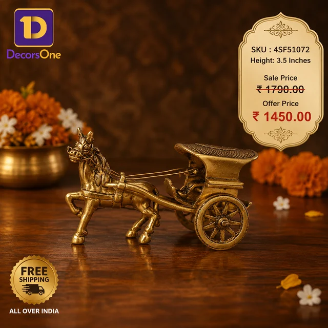 DecorsOne Brass Horse Cart Idol- 3.5″