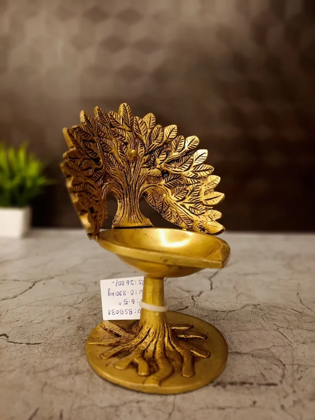DecorsOne Brass kalpavriksha Diya With Tree 6.5"