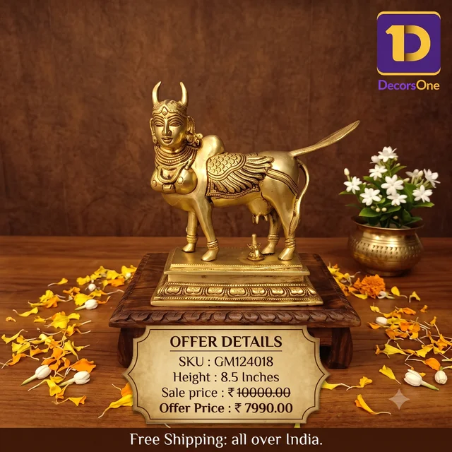 DecorsOne Buy Brass superfine Kamadenu Statue , Handicraft & Golden Antique Finish