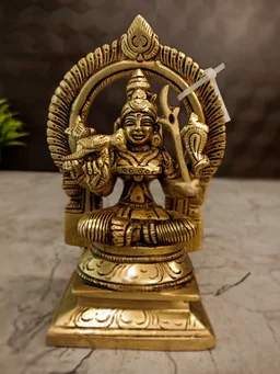 DecorsOne Brass Kamatchi Amman With Thiruvachi - 6''