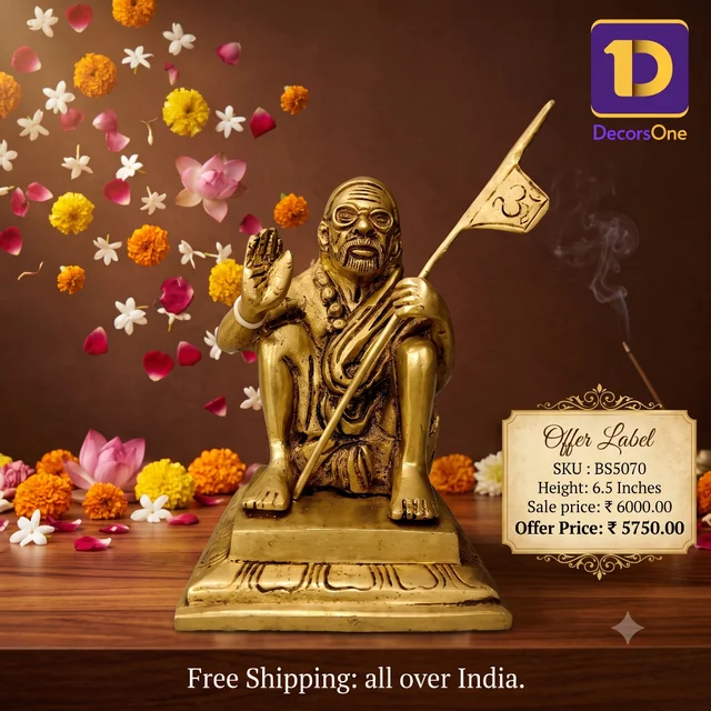 DecorsOne brass Kanji Maha periyava Idol 6.5"