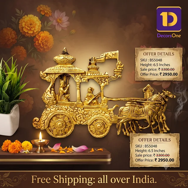 DecorsOne Brass Karnan In Chariot Wall Mount 6.5''